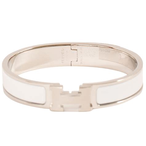 hermes h bracelet white and silver|Hermes clic h bracelet small.